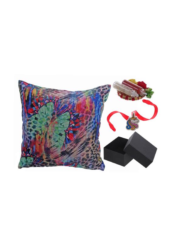 designer unicorn rakhi with cushion cover & roli chawal - 17152791 - Zoom Image - 2