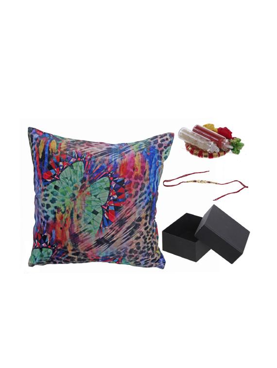 designer rakhi with cushion cover & roli chawal - 17152798 - Zoom Image - 2
