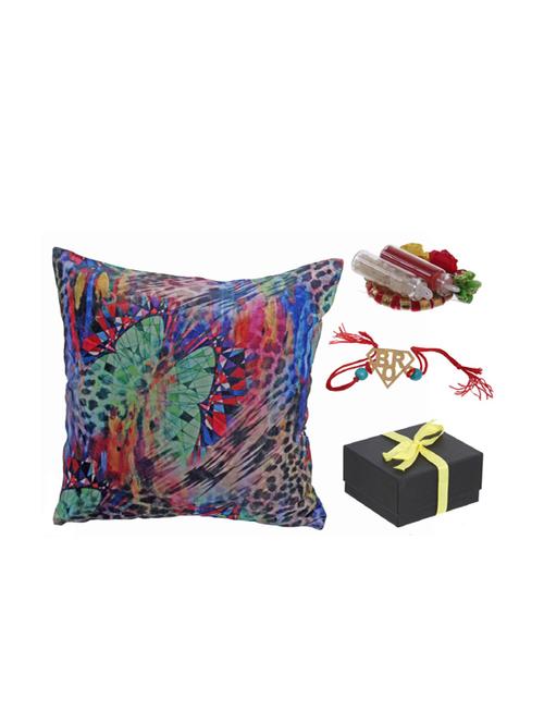designer bro rakhi with cushion cover & roli chawal - 17152801 - Standard Image - 1