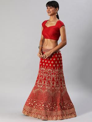 embroidered bridal lehenga - 17152819 - Standard Image - 2