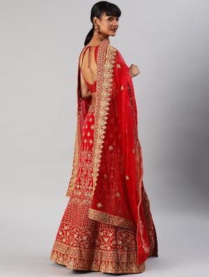 embroidered bridal lehenga - 17152819 - Standard Image - 3