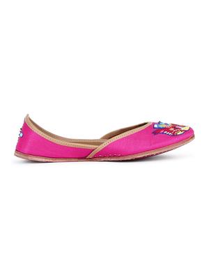 pink embroidered slip on jutis - 17152854 - Standard Image - 2