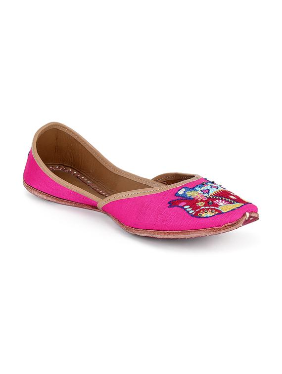 pink embroidered slip on jutis - 17152854 - Zoom Image - 1
