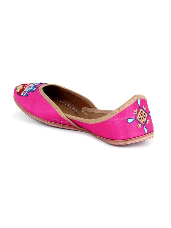 pink embroidered slip on jutis - 17152854 - Zoom Image - 3