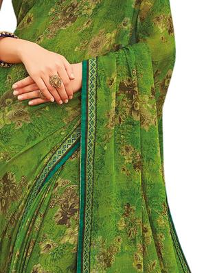 floral printed saree with blouse - 17153117 - Standard Image - 3