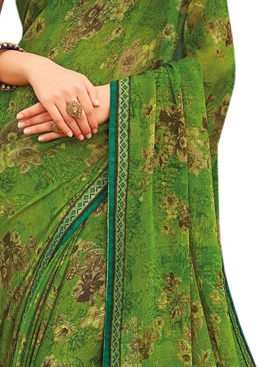 floral printed saree with blouse - 17153117 - Zoom Image - 3
