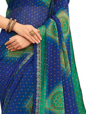 bordered printed saree with blouse - 17153121 - Standard Image - 3