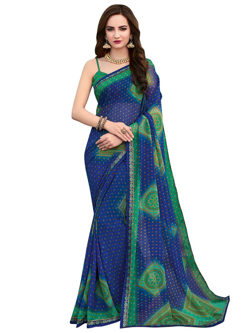 bordered printed saree with blouse - 17153121 - Zoom Image - 1
