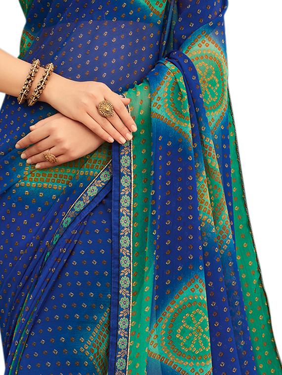 bordered printed saree with blouse - 17153121 - Zoom Image - 3