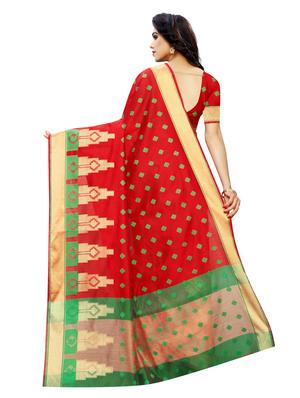 polka dot woven saree with blouse - 17153130 - Standard Image - 2