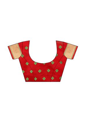 polka dot woven saree with blouse - 17153130 - Standard Image - 4