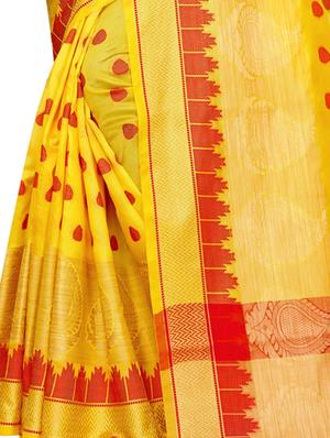 polka dot woven saree with blouse - 17153132 - Standard Image - 3