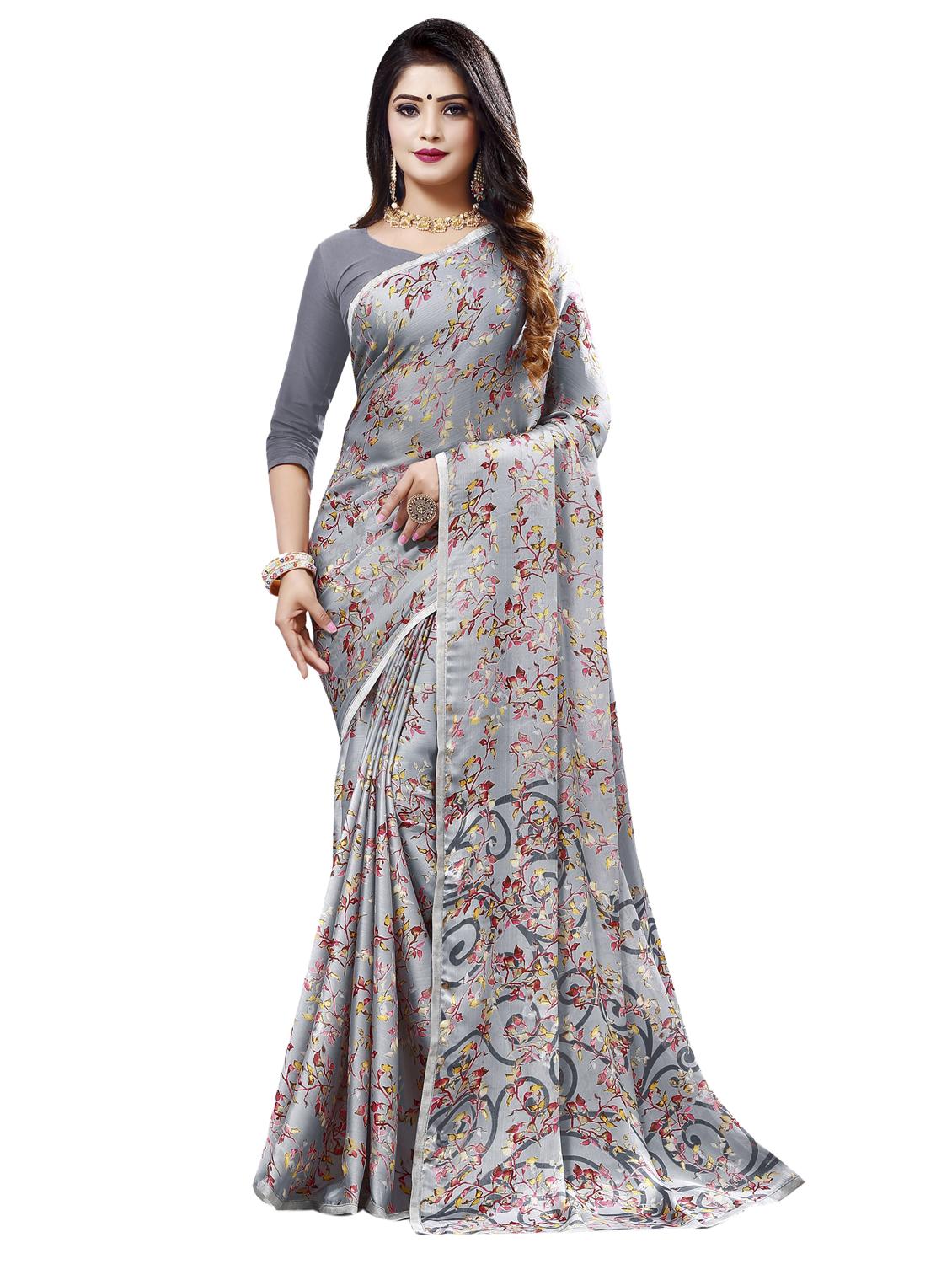 pastel printed saree with blouse - 17153167 - Zoom Image - 1