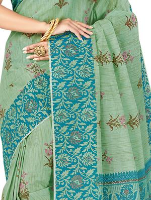 floral printed saree with blouse - 17153173 - Standard Image - 3