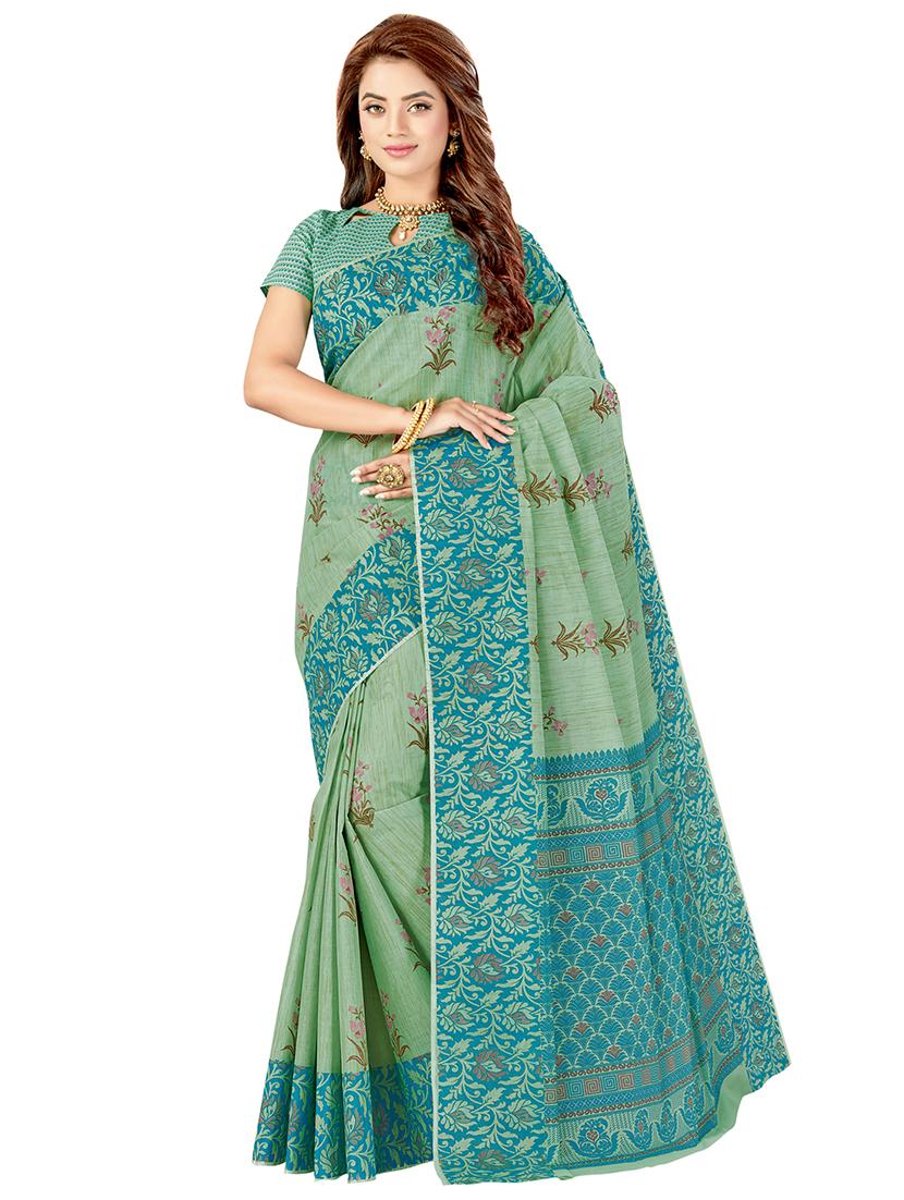 floral printed saree with blouse - 17153173 - Zoom Image - 1