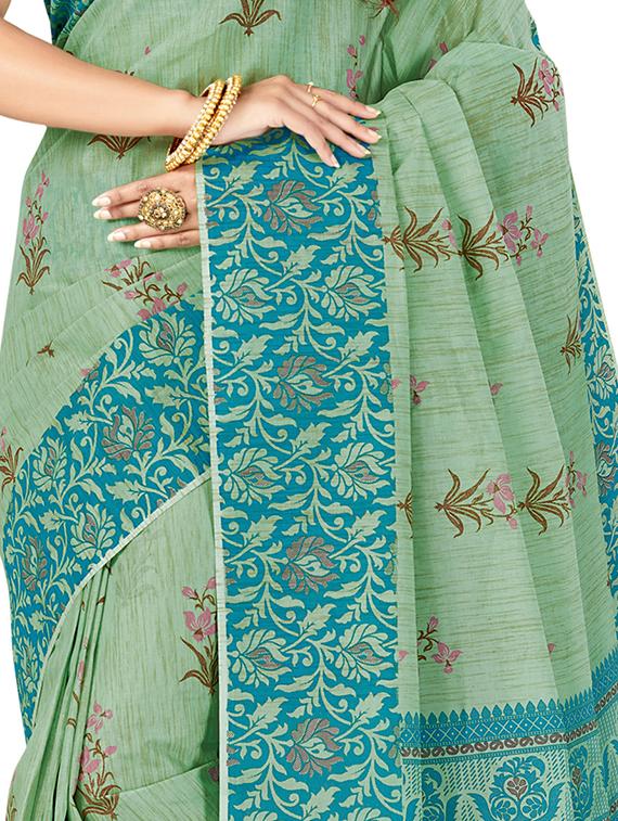 floral printed saree with blouse - 17153173 - Zoom Image - 3