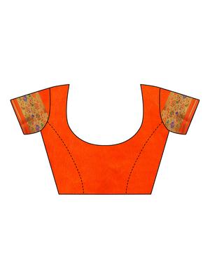 solid bordered saree with blouse - 17153188 - Standard Image - 3