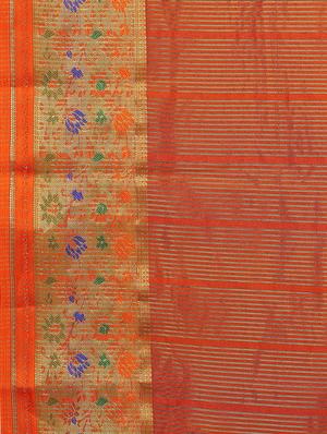 solid bordered saree with blouse - 17153188 - Standard Image - 4