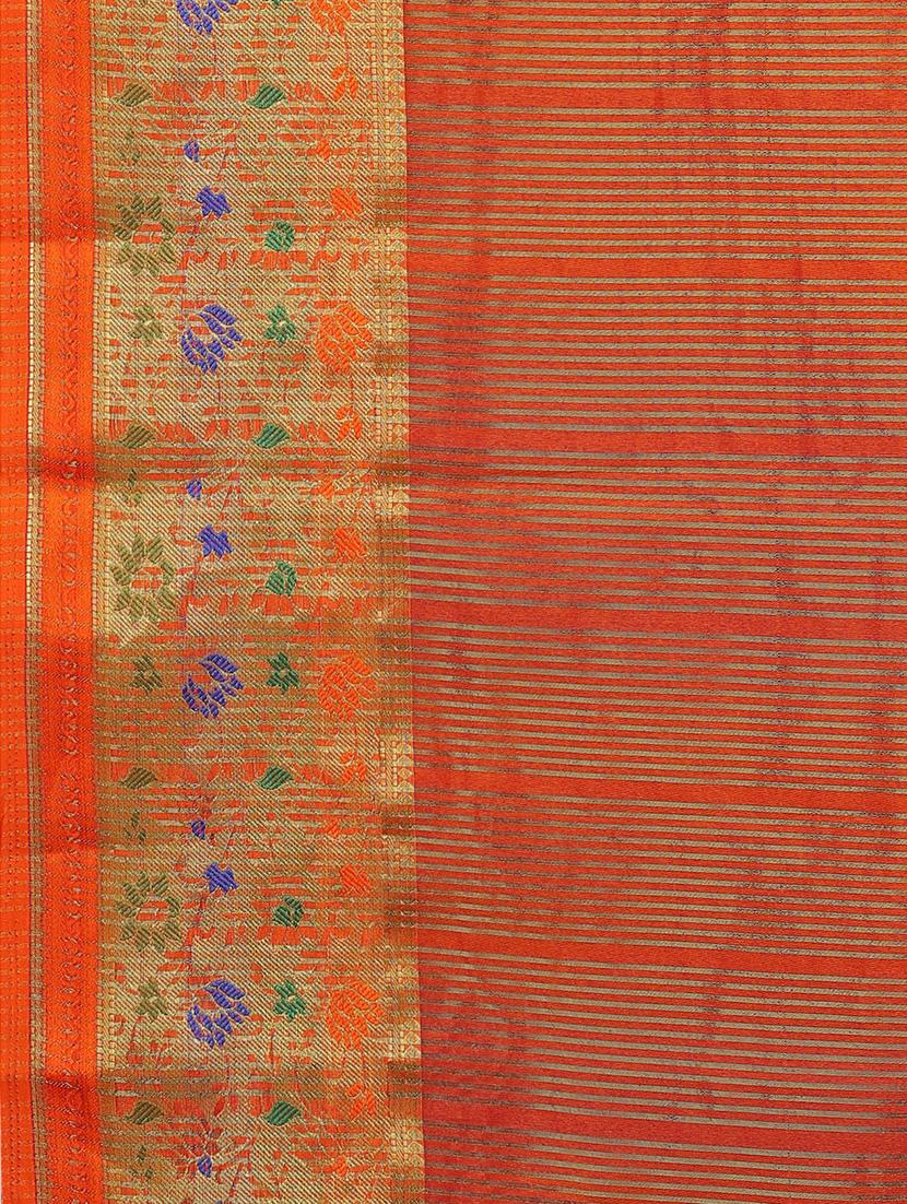 solid bordered saree with blouse - 17153188 - Zoom Image - 4