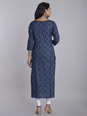 printed straight kurta - 17153239 - Standard Image - 3