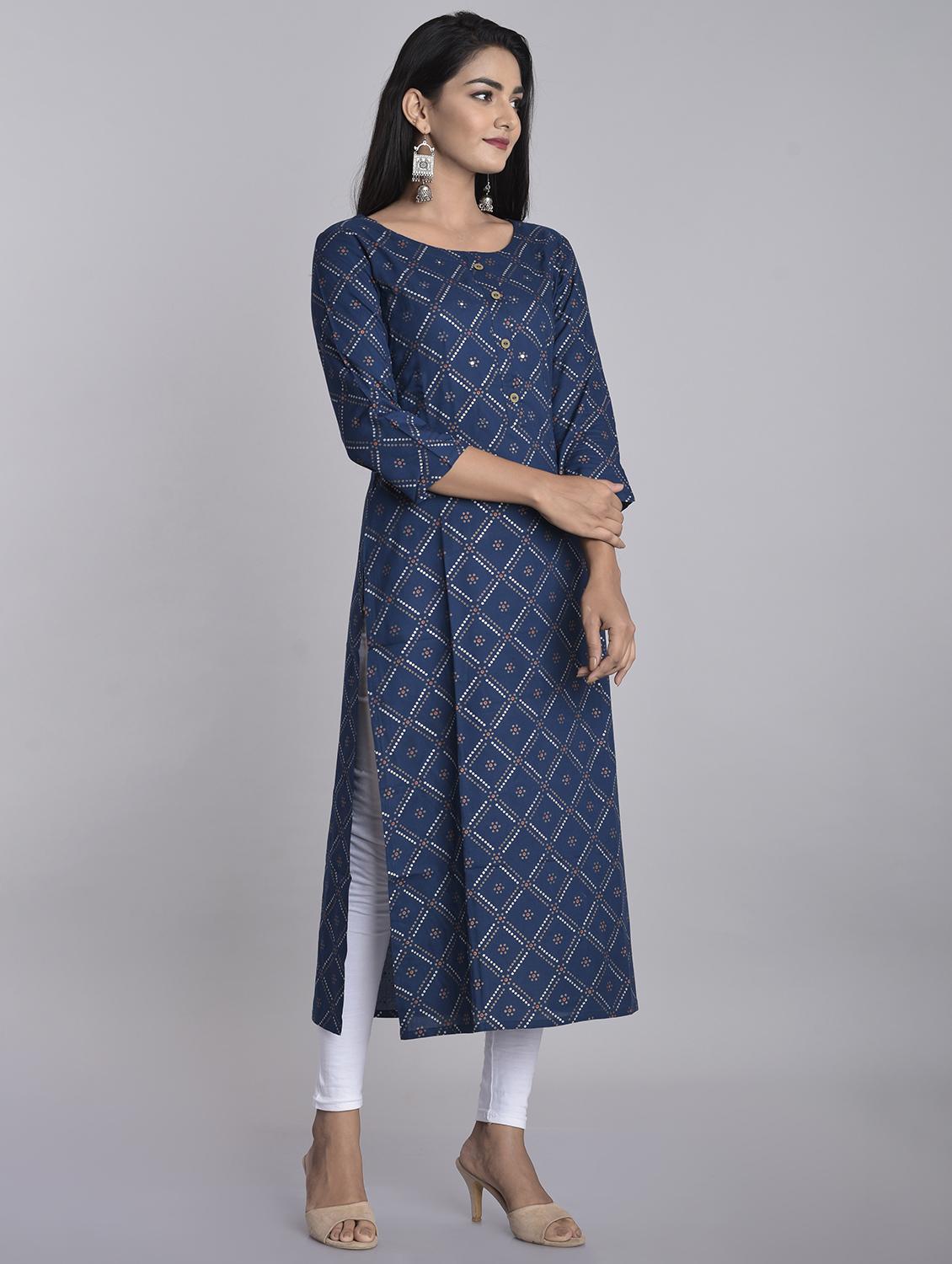 printed straight kurta - 17153239 - Zoom Image - 2
