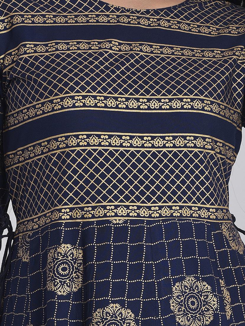 gold print anarkali kurta - 17153246 - Zoom Image - 4