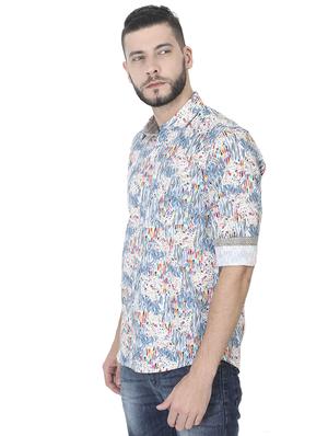 blue printed casual shirt - 17153311 - Standard Image - 2