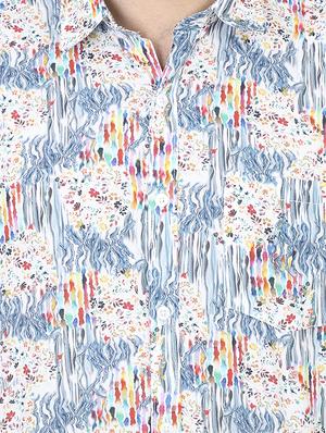blue printed casual shirt - 17153311 - Standard Image - 4