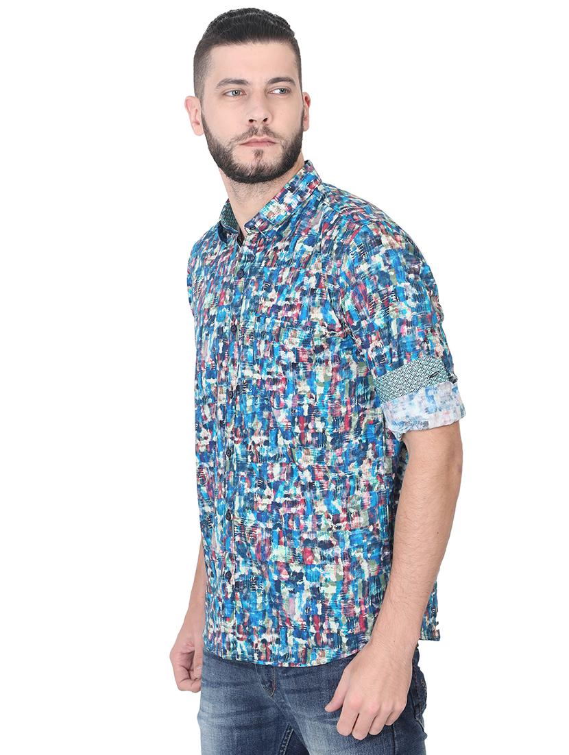 blue printed casual shirt - 17153321 - Zoom Image - 2