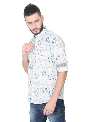 white printed casual shirt - 17153327 - Standard Image - 2