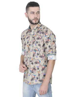 beige floral print casual shirt - 17153331 - Standard Image - 2