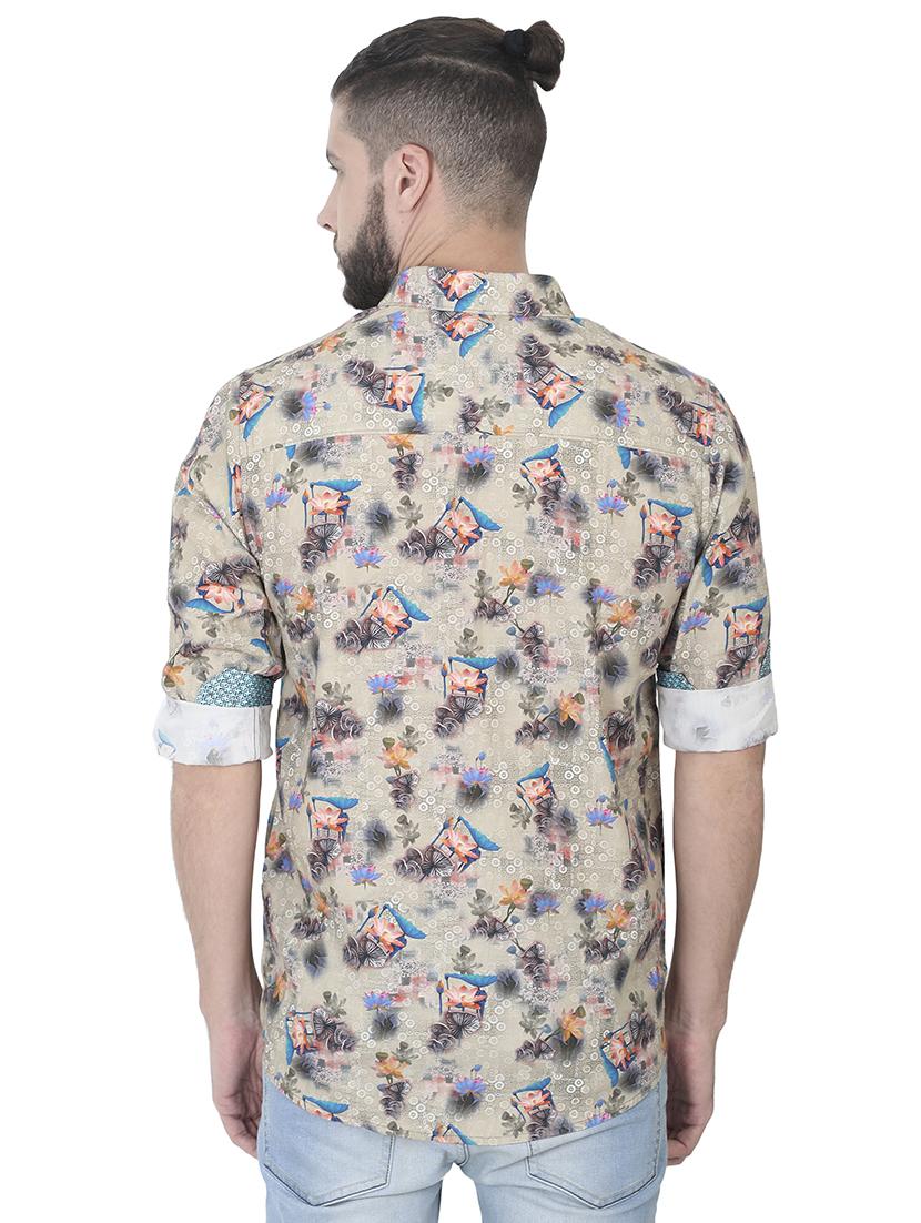 beige floral print casual shirt - 17153331 - Zoom Image - 3