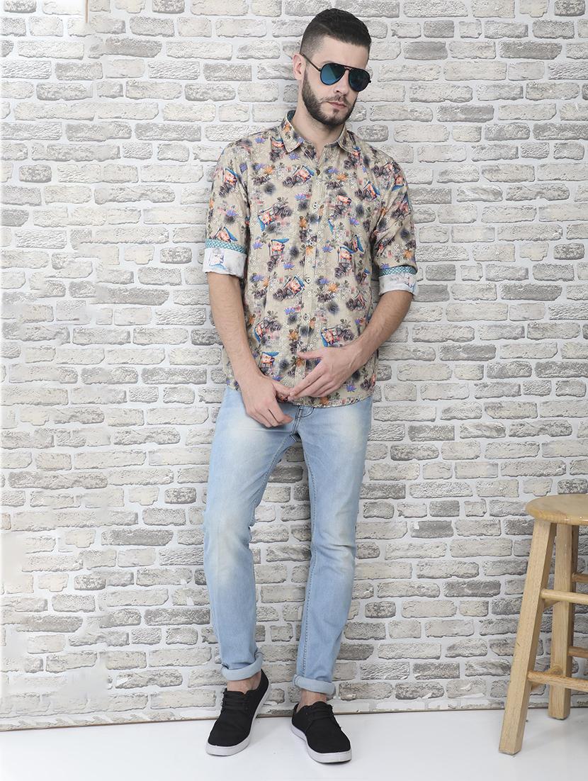 beige floral print casual shirt - 17153331 - Zoom Image - 4