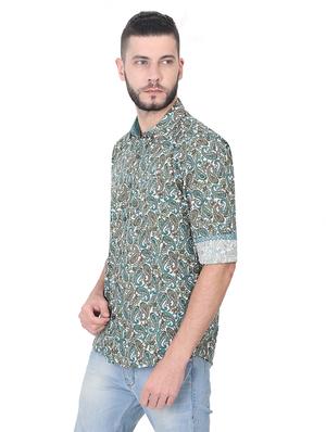 green paisley print casual shirt - 17153333 - Standard Image - 2