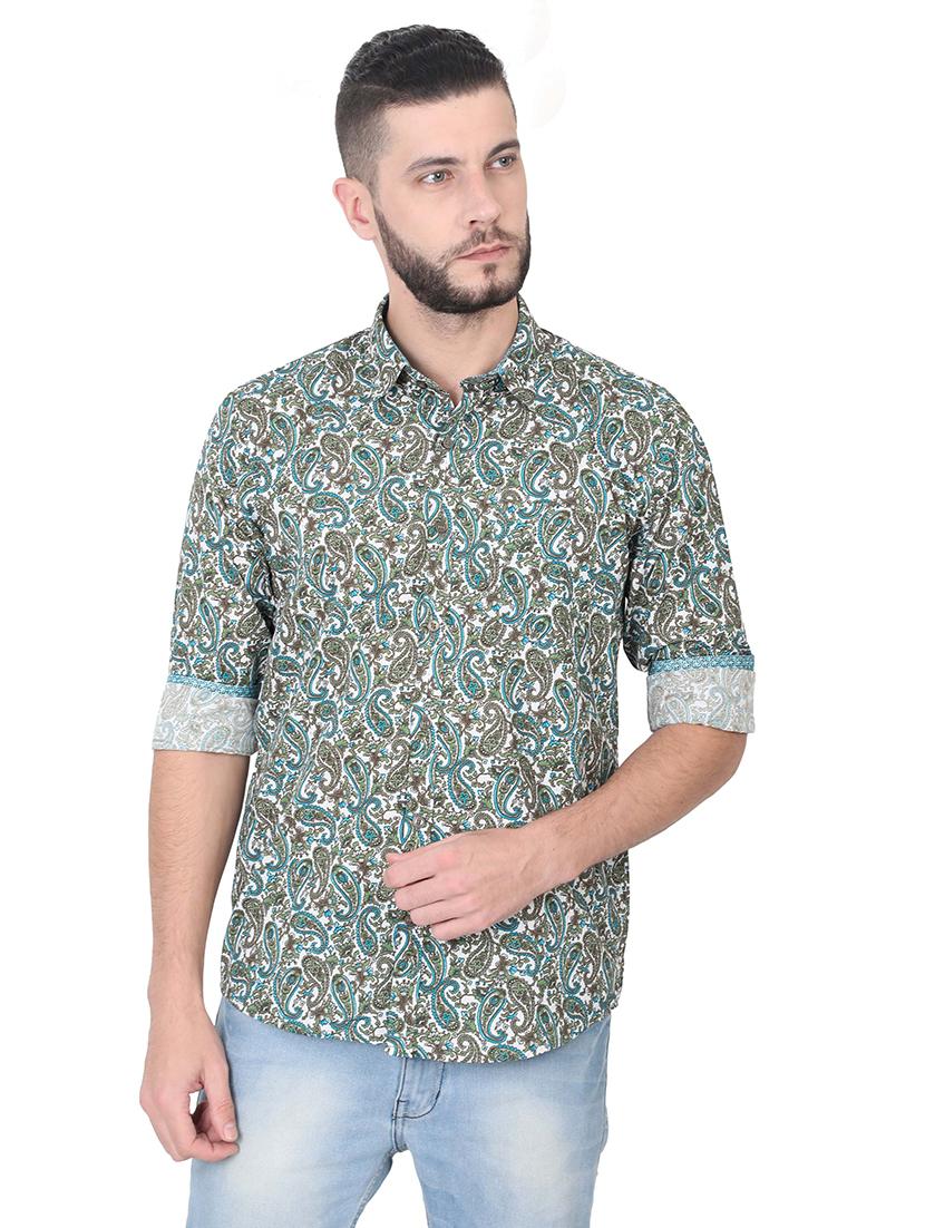 green paisley print casual shirt - 17153333 - Zoom Image - 1