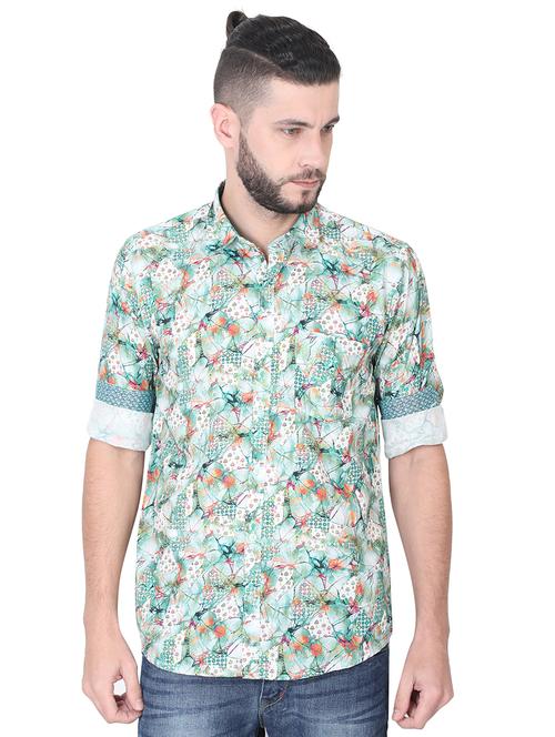 green floral print casual shirt - 17153334 - Standard Image - 1