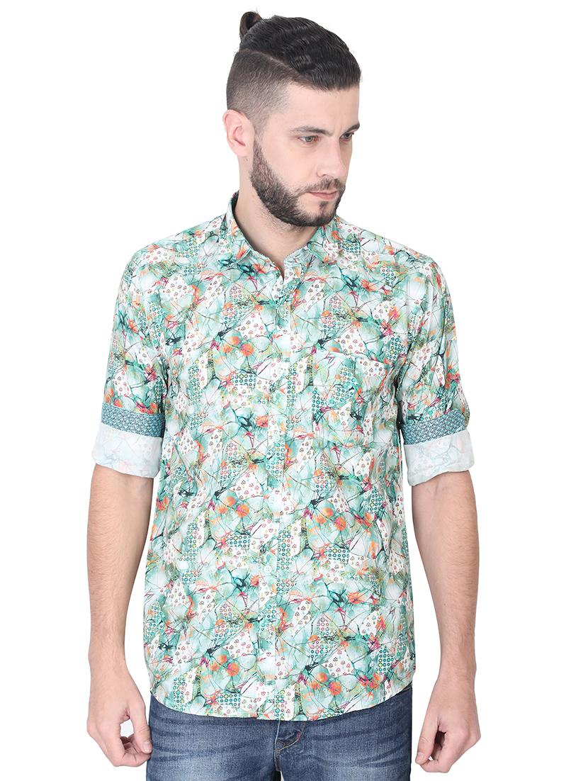 green floral print casual shirt - 17153334 - Zoom Image - 1