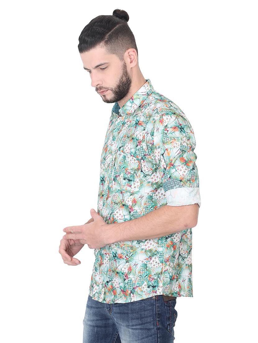 green floral print casual shirt - 17153334 - Zoom Image - 2