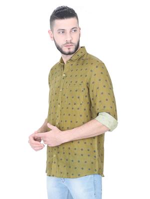green printed casual shirt - 17153359 - Standard Image - 2