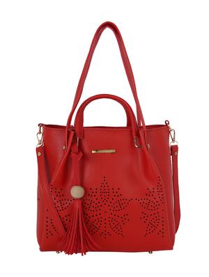 red leatherette (pu) combo handbag - 17153533 - Standard Image - 4