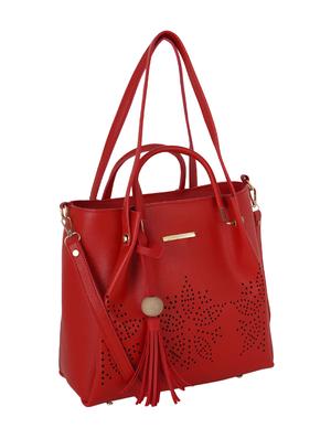 red leatherette (pu) combo handbag - 17153533 - Standard Image - 5