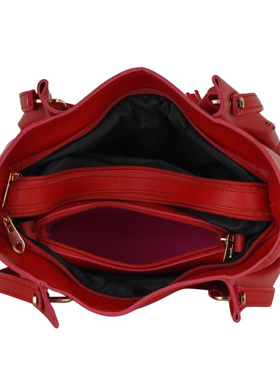 red leatherette (pu) combo handbag - 17153533 - Zoom Image - 3