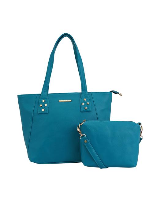 blue leatherette (pu) combo handbag - 17153562 - Standard Image - 1