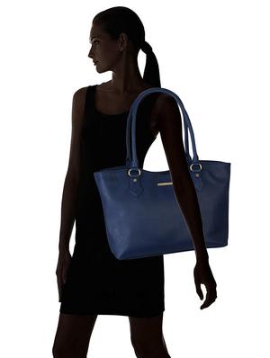 blue leatherette (pu) regular handbag - 17153564 - Standard Image - 5