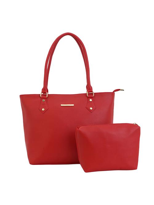 red leatherette (pu) combo handbag - 17153569 - Standard Image - 1