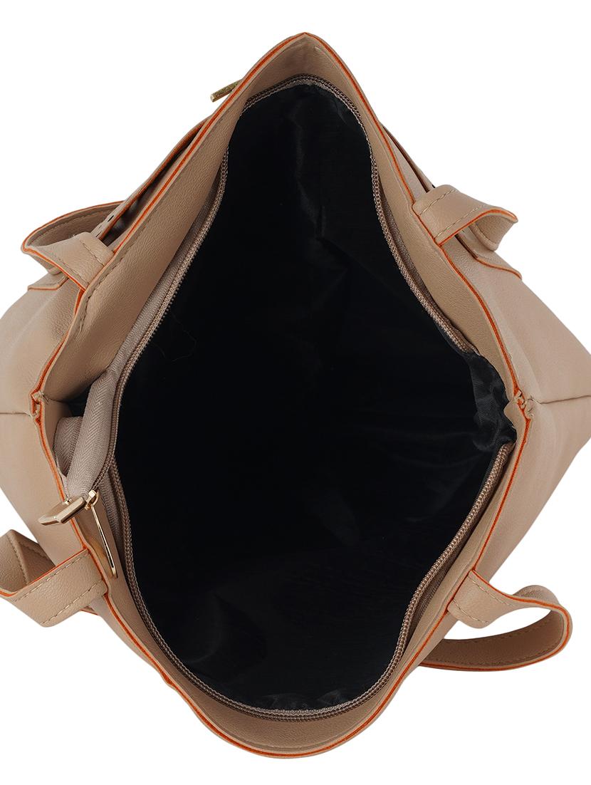 beige leatherette (pu) combo tote - 17153581 - Zoom Image - 3