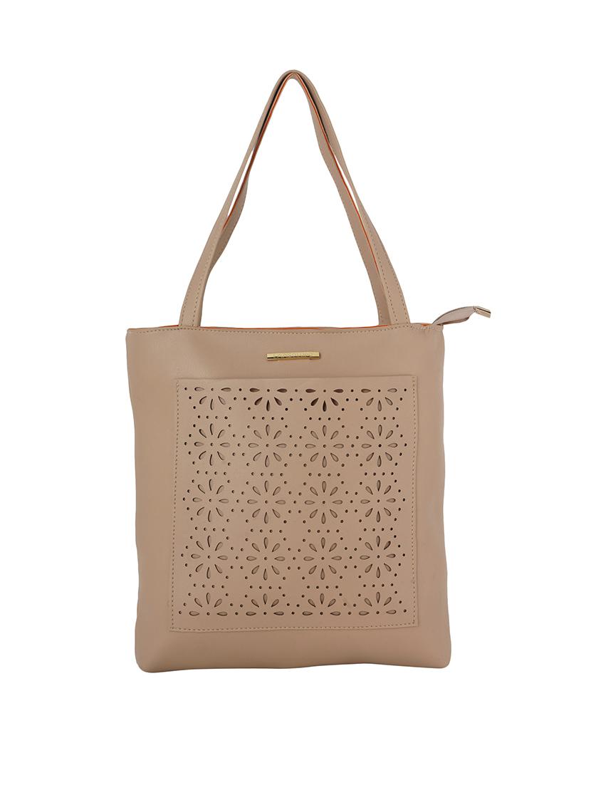 beige leatherette (pu) combo tote - 17153581 - Zoom Image - 4