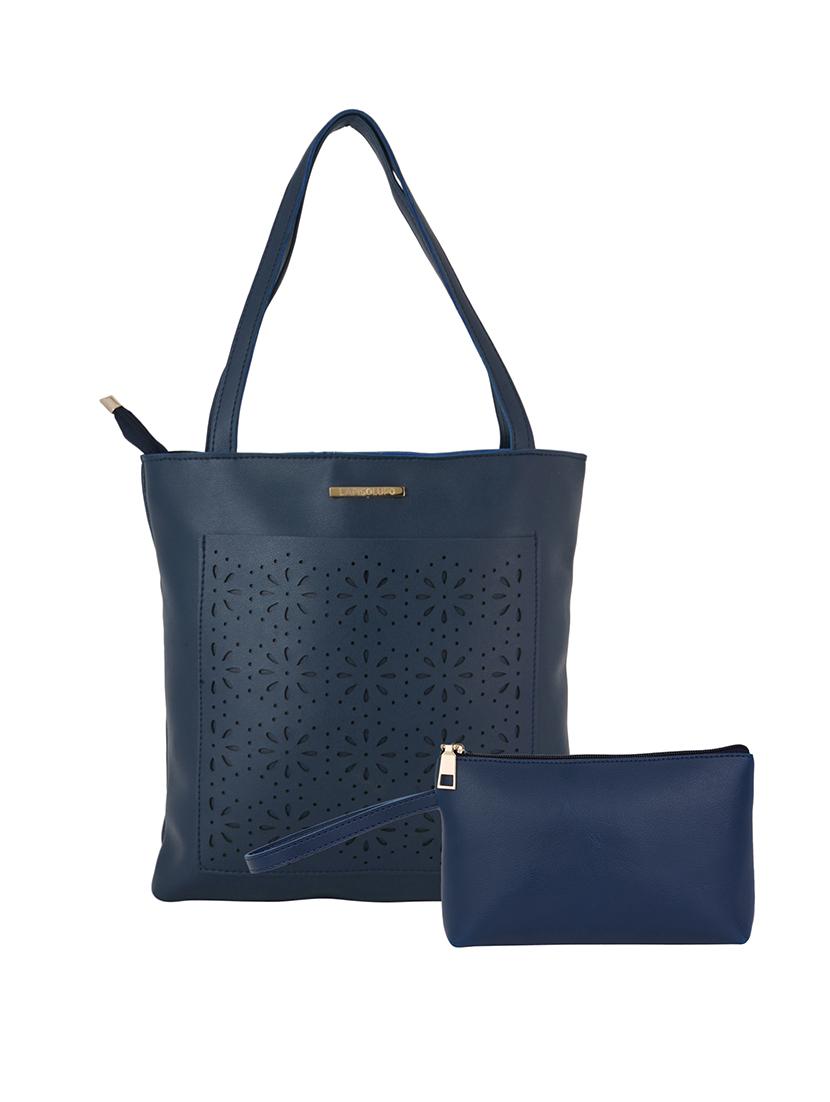 blue leatherette (pu) combo tote - 17153582 - Zoom Image - 1