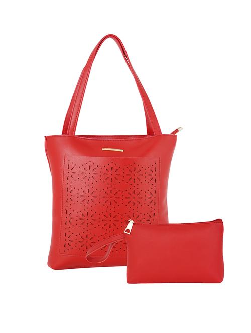 red leatherette (pu) combo tote - 17153583 - Standard Image - 1
