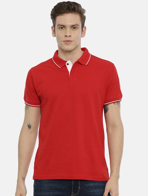 red solid polo t-shirt - 17153807 - Standard Image - 1